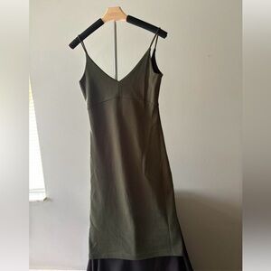 Vintage Olive Green Spaghetti Strap Dress